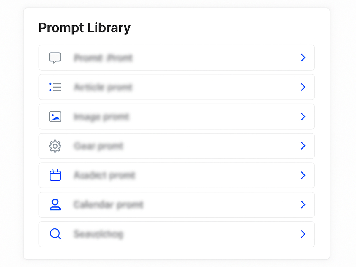Extrait flouté d’une bibliothèque de prompts